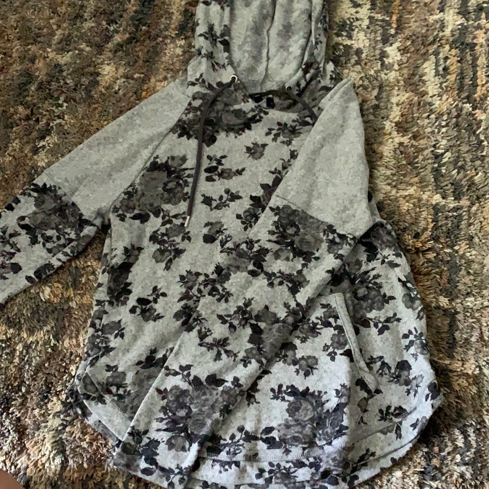 grey floral hoodie